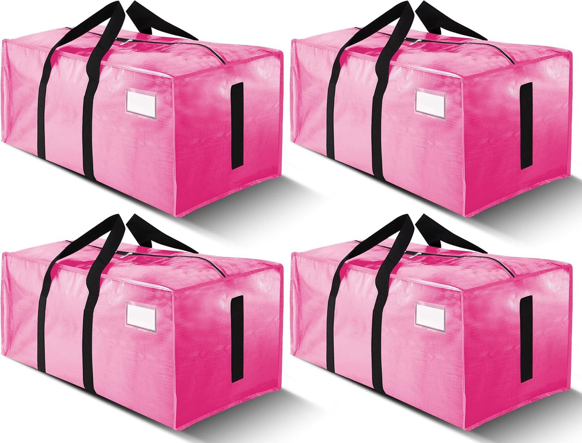 HOMESURE Supports 200lbs Heavy Duty Moving Bags - Strong Zipper & Wrap-Around Handles - Water-Resistant Storage Totes, Durable Alternative to Moving Boxes - 8 Pack - Semi-Transparent
