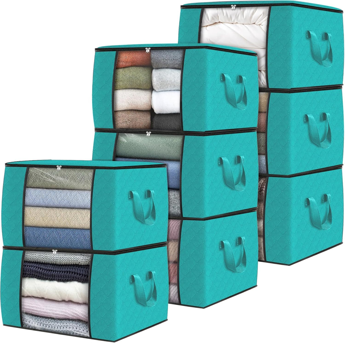 Fab totes 6 Pack Storage Bags for Clothes Blanket Storage Bins with Lids