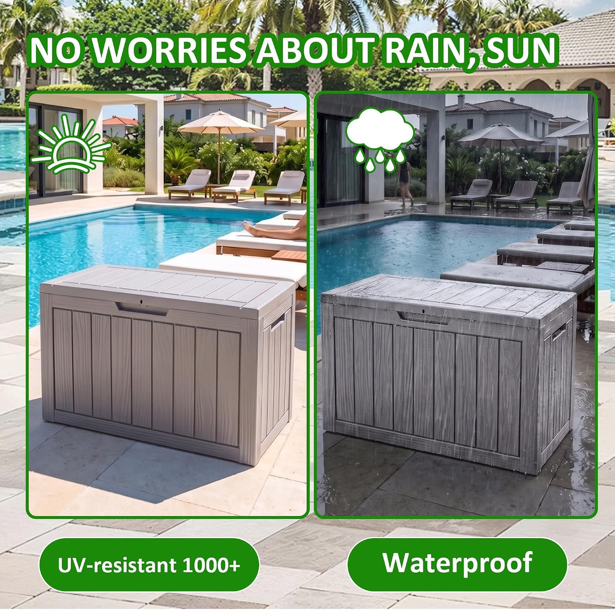 EasyUp 50 Gallon Outdoor Storage Box Waterproof Lockable Deck Boxes