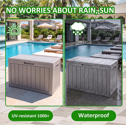 EasyUp 50 Gallon Outdoor Storage Box Waterproof Lockable Deck Boxes