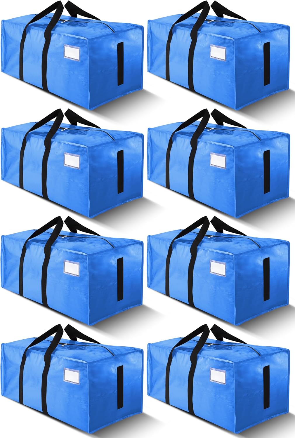 HOMESURE Supports 200lbs Heavy Duty Moving Bags - Strong Zipper & Wrap-Around Handles - Water-Resistant Storage Totes, Durable Alternative to Moving Boxes - 8 Pack - Semi-Transparent