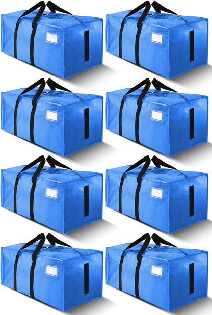 HOMESURE Supports 200lbs Heavy Duty Moving Bags - Strong Zipper & Wrap-Around Handles - Water-Resistant Storage Totes, Durable Alternative to Moving Boxes - 8 Pack - Semi-Transparent