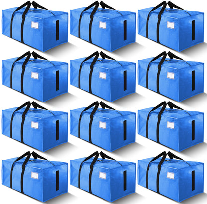 HOMESURE Supports 200lbs Heavy Duty Moving Bags - Strong Zipper & Wrap-Around Handles - Water-Resistant Storage Totes, Durable Alternative to Moving Boxes - 8 Pack - Semi-Transparent