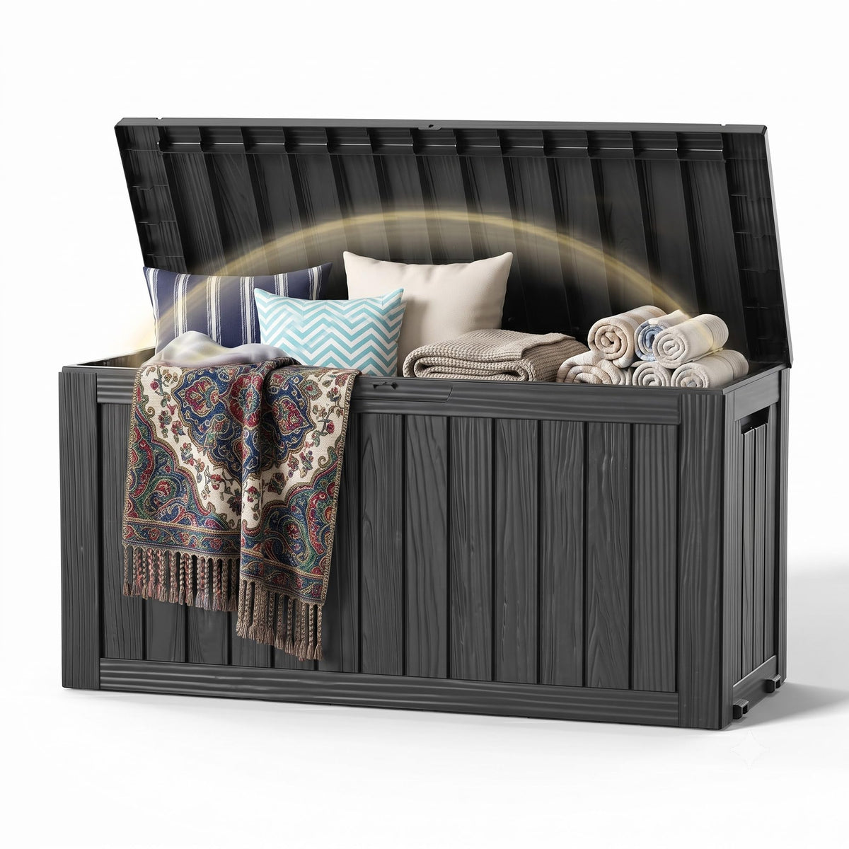 DRATO 135 Gallon Deck Boxes Outdoor Waterproof Storage Box with Wheels
