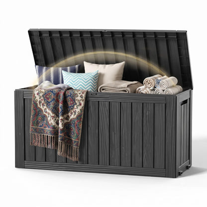 DRATO 135 Gallon Deck Boxes Outdoor Waterproof Storage Box with Wheels