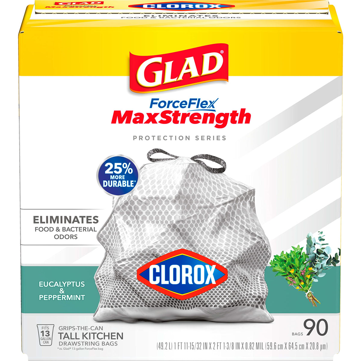 Glad Tall Kitchen Trash Bags 13 Gallon, MaxStrength Cherry Blossom Garbage Bags, Odorshield with Drawstring, 34 Count