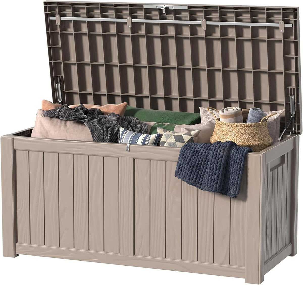 35 Gallon Outdoor Deck Box Lockable Waterproof Storage Black