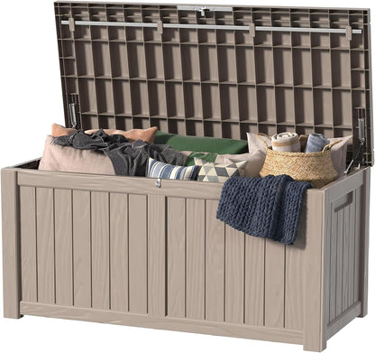35 Gallon Outdoor Deck Box Lockable Waterproof Storage Black