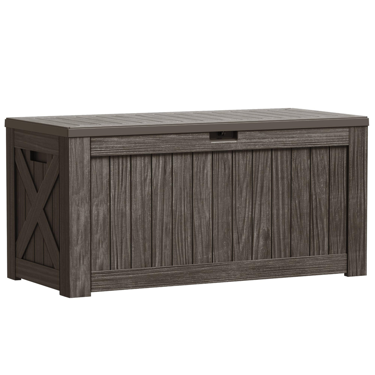 Greesum Outdoor Storage Box 31 Gallon Storage Box with Lid for Patio Furniture, Garden Tools, Pool Supplies, Waterproof and UV Resistant, Lockable, Dark Black