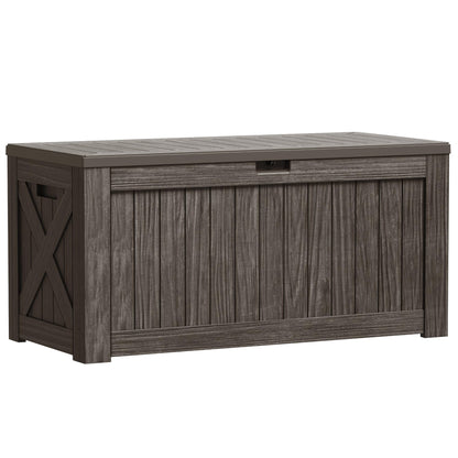 Greesum Outdoor Storage Box 31 Gallon Storage Box with Lid for Patio Furniture, Garden Tools, Pool Supplies, Waterproof and UV Resistant, Lockable, Dark Black