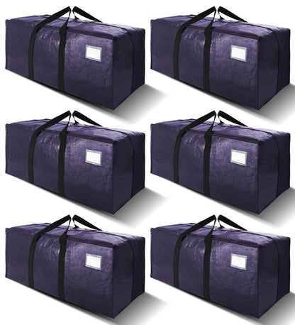 VELVETSURE Heavy Duty Extra Large Moving Bags W/Backpack Straps - Strong Handles & Zippers, Storage Totes For Space Saving, Fold Flat, Alternative to Box and Bin (Set of 6, Multicolor)