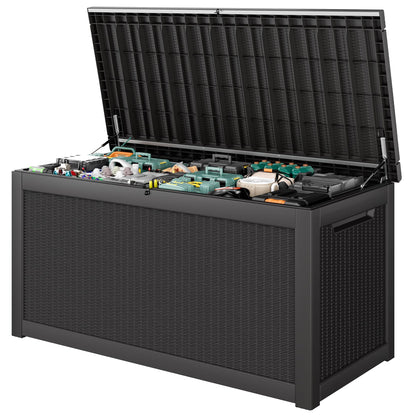 Outdoor Storage Waterproof Deck Box for Patio (45 Gallon, Grey)