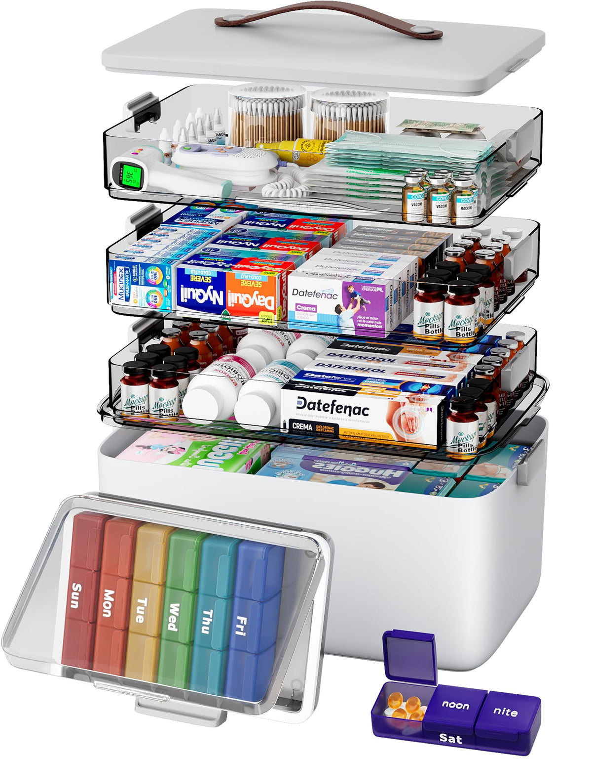 CTIME 3-Tier Medicine Organizer - Portable Medicine Cabinet with Handle