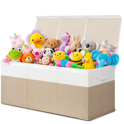 INDRESSME 85L Large Toy Storage Box with Lid Divider Foldable Toy Chest