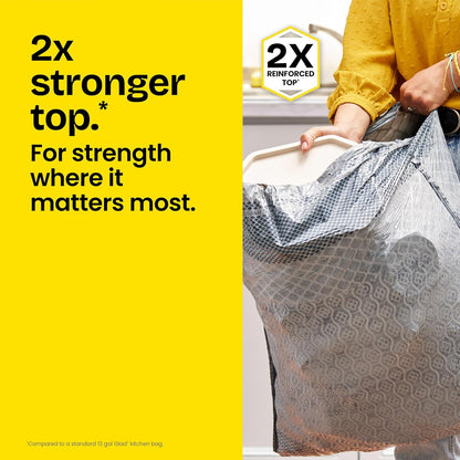 Glad ForceFlex MaxStrength Drawstring XL Kitchen Trash Bags, 20 Gal, Gain, 80 Ct (Package May Vary)