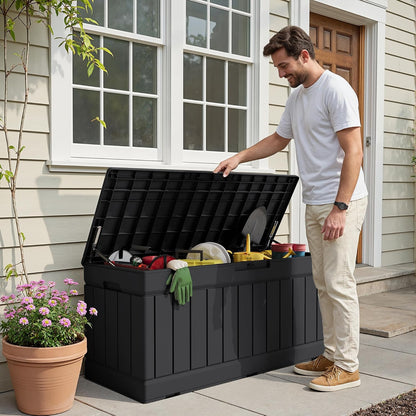 Devoko 78 Gallon Deck Box, Waterproof Resin Outdoor Storage Box