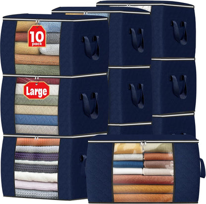 Fab totes 6 Pack Storage Bags for Clothes Blanket Storage Bins with Lids