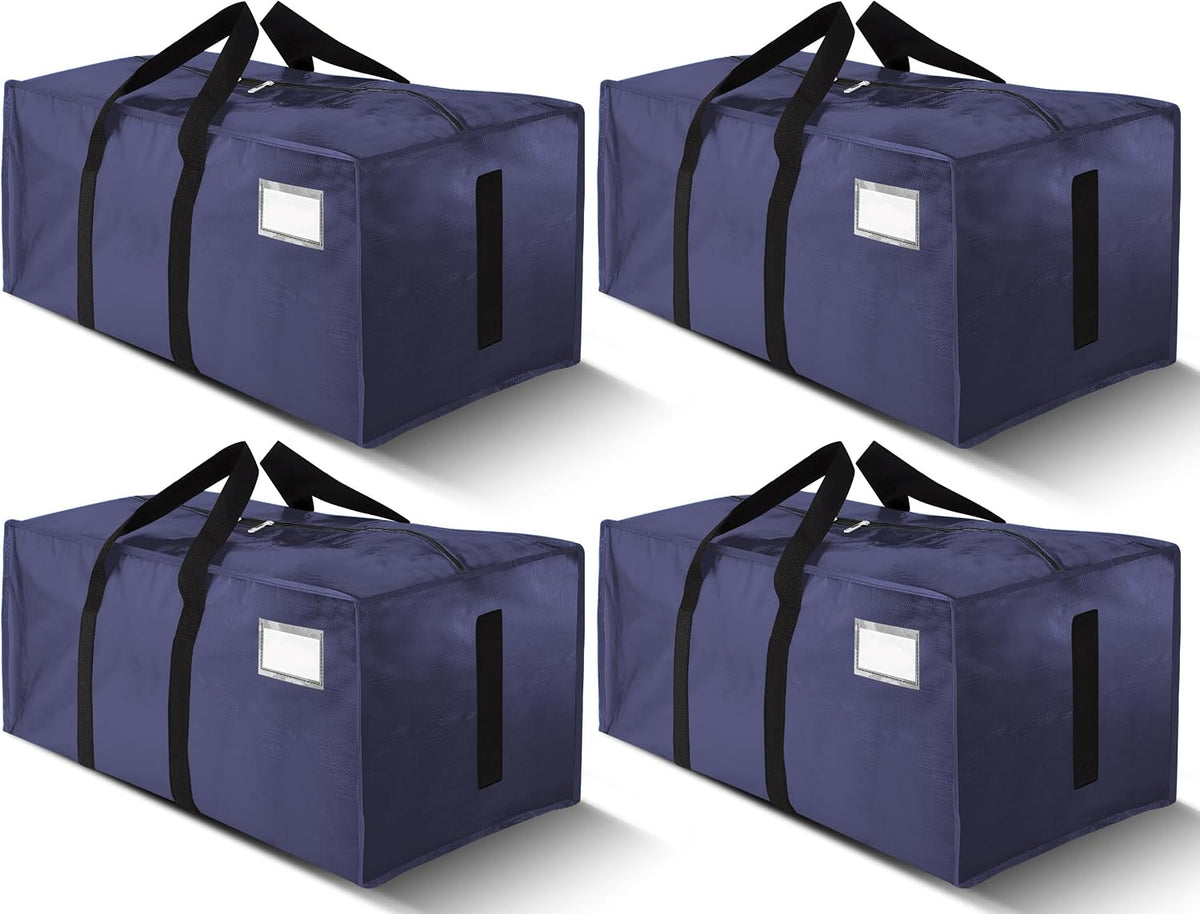 HOMESURE Supports 200lbs Heavy Duty Moving Bags - Strong Zipper & Wrap-Around Handles - Water-Resistant Storage Totes, Durable Alternative to Moving Boxes - 8 Pack - Semi-Transparent