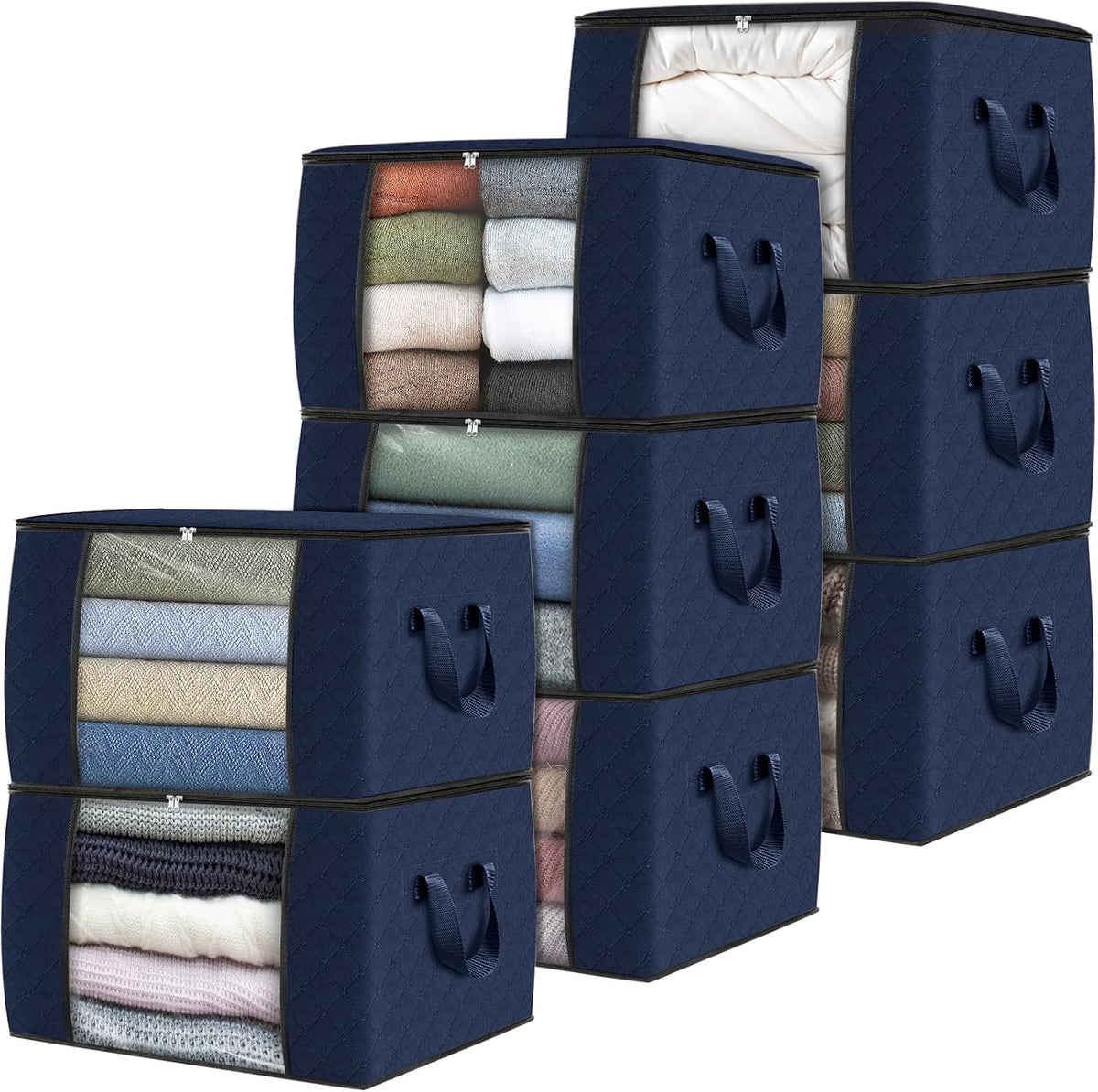 Fab totes 6 Pack Storage Bags for Clothes Blanket Storage Bins with Lids