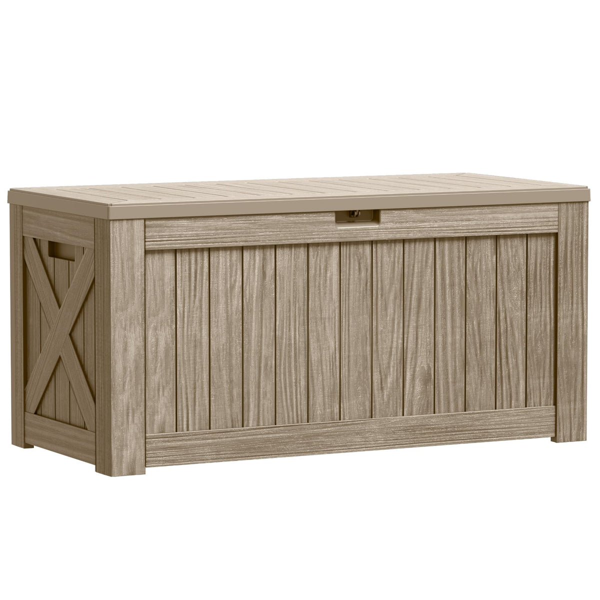 Greesum Outdoor Storage Box 31 Gallon Storage Box with Lid for Patio Furniture, Garden Tools, Pool Supplies, Waterproof and UV Resistant, Lockable, Dark Black