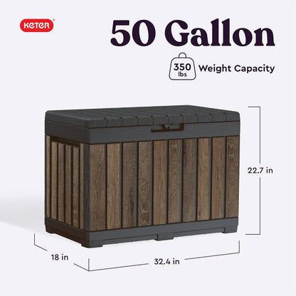 Keter Premium Everwood 50 Gal Outdoor Storage Box and Patio Side Table