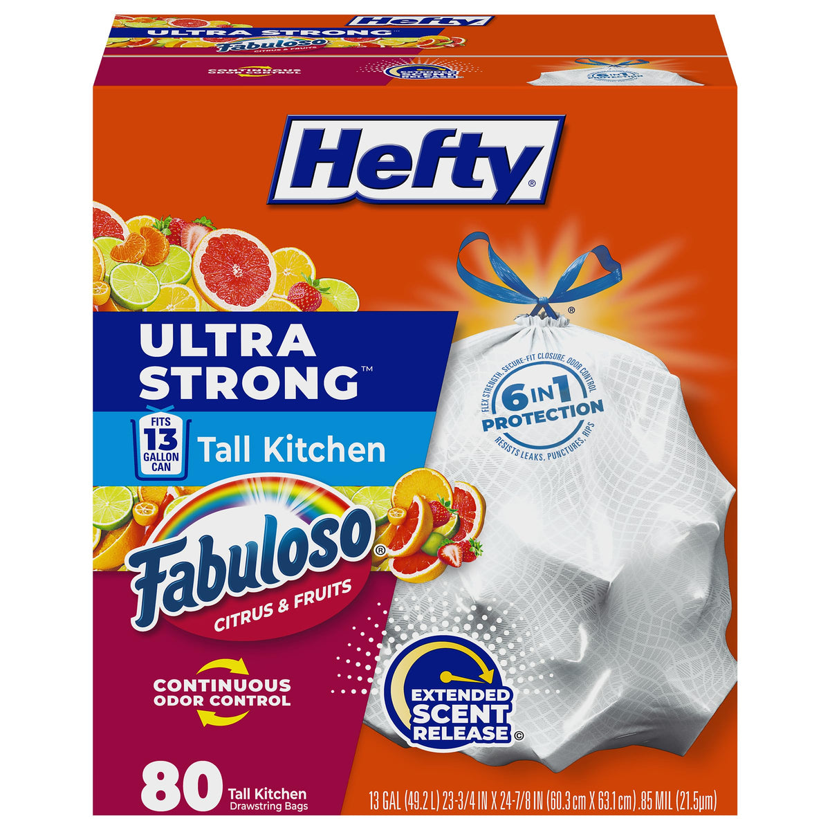 Hefty Ultra Strong 13 Gal Kitchen Trash Bags, Fabuloso Lavender, 80ct