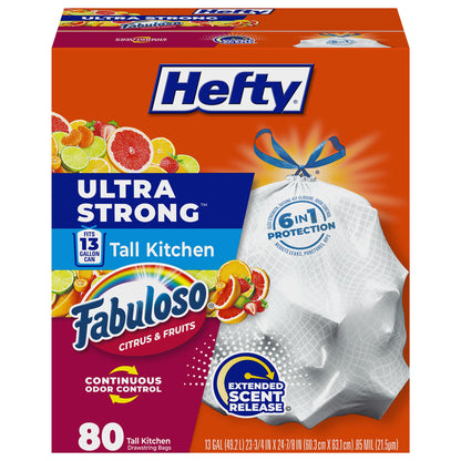 Hefty Ultra Strong 13 Gal Kitchen Trash Bags, Fabuloso Lavender, 80ct