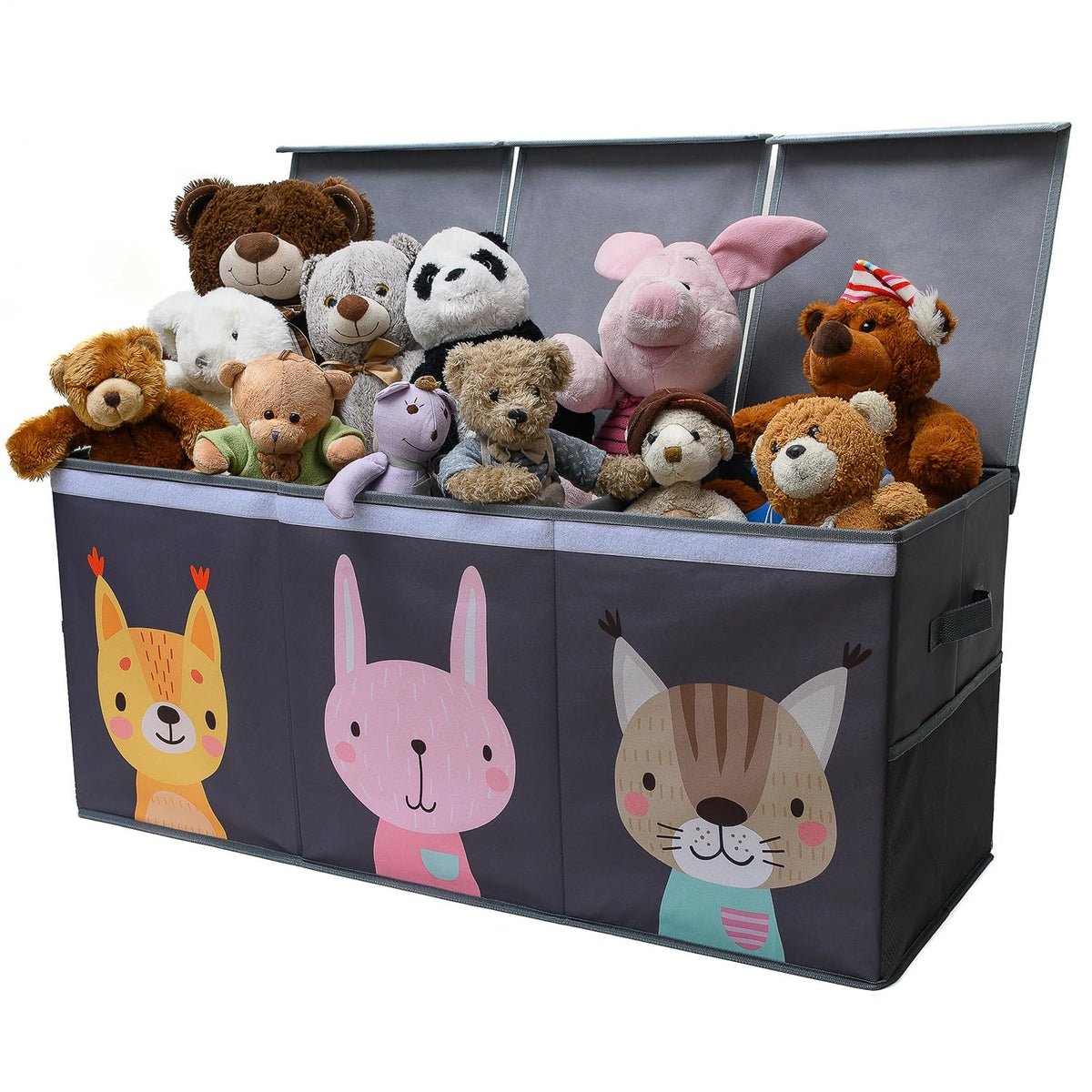 SoftOwl Extra Large Toy Storage Organizer with Lid - Sturdy, Collapsible Toy Chest Storage Box Design - Toys Bin with Dividers for Kids, Nursery, Bedroom, Playroom 37"x16"x14"