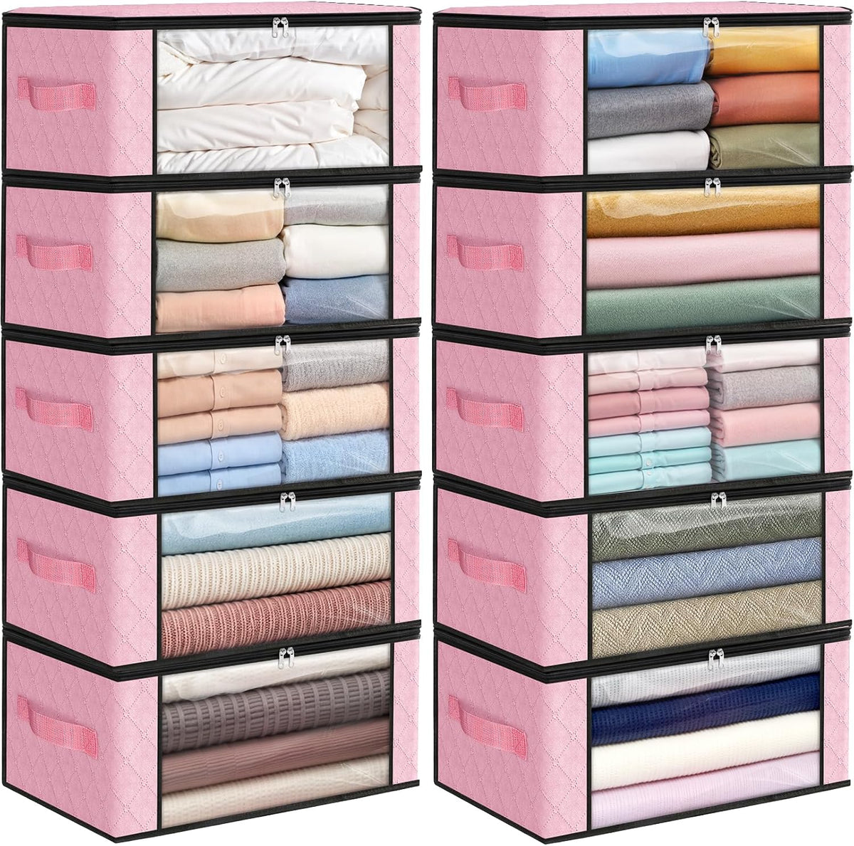 Fab totes 6 Pack Storage Bags for Clothes Blanket Storage Bins with Lids