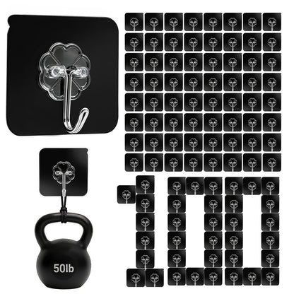 DDMY Adhesive Wall Hooks Heavy Duty 50LB Clear Hook 24 Pack for Hanging