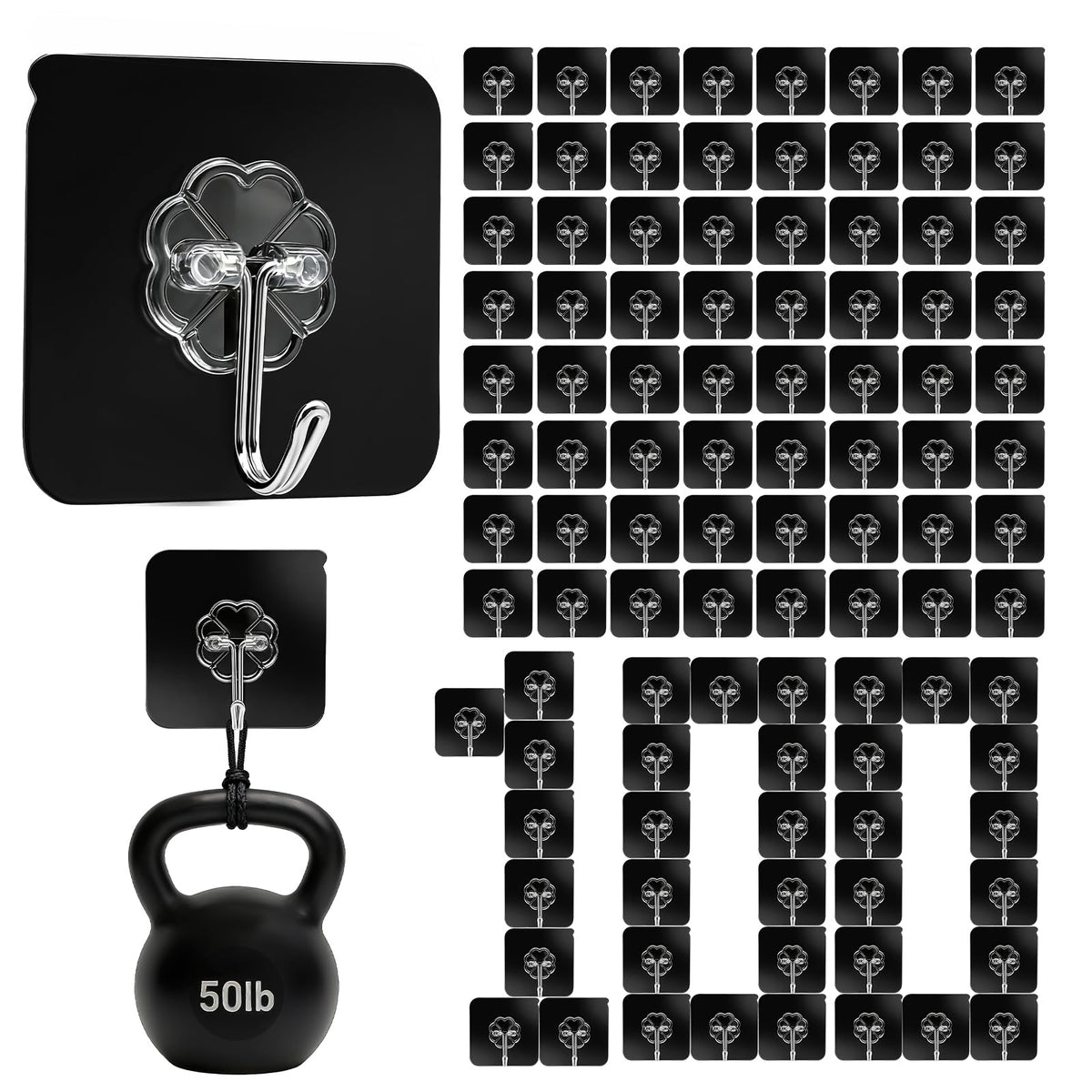 DDMY Clear Adhesive Hooks Heavy Duty Walls Hook 36 Pack for Hanging