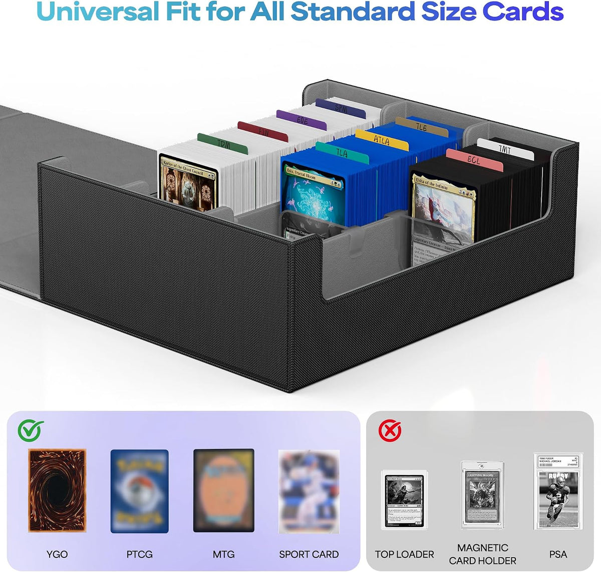 UAONO Trading Card Storage Box Holds 2400+ Cards, Bulk Card Storage