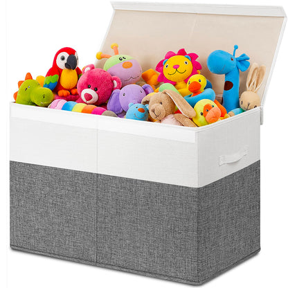 INDRESSME 85L Large Toy Storage Box with Lid Divider Foldable Toy Chest