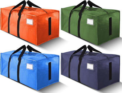 HOMESURE Supports 200lbs Heavy Duty Moving Bags - Strong Zipper & Wrap-Around Handles - Water-Resistant Storage Totes, Durable Alternative to Moving Boxes - 8 Pack - Semi-Transparent