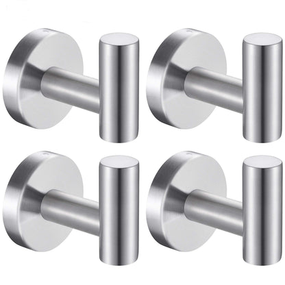 Towel Hooks Bathroom Coat Robe Wall Hook Heavy Duty Door Hanger Towel Robe Clothes Cabinet Closet Sponges Rack for Bathroom Bedroom Kitchen Hotel Pool 4 Packs Black(Drilling Installation)