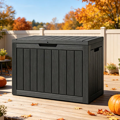 Outdoor Storage Waterproof Deck Box for Patio (45 Gallon, Grey)