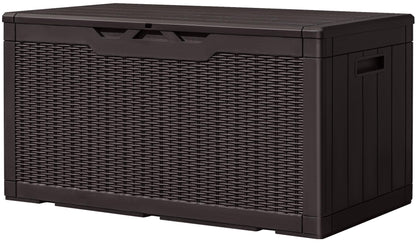 Greesum Outdoor Storage Box 31 Gallon Storage Box with Lid for Patio Furniture, Garden Tools, Pool Supplies, Waterproof and UV Resistant, Lockable, Dark Black