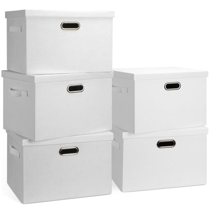Graciadeco Large Quart Collapsible Stackable Storage Bins with Lids, 3 Packs Beige Linen Fabric Closet Boxes with Lids, Storage Cube Baskets Container Organizers for Bedroom Office(16.6 x 11.7 x 10.8)