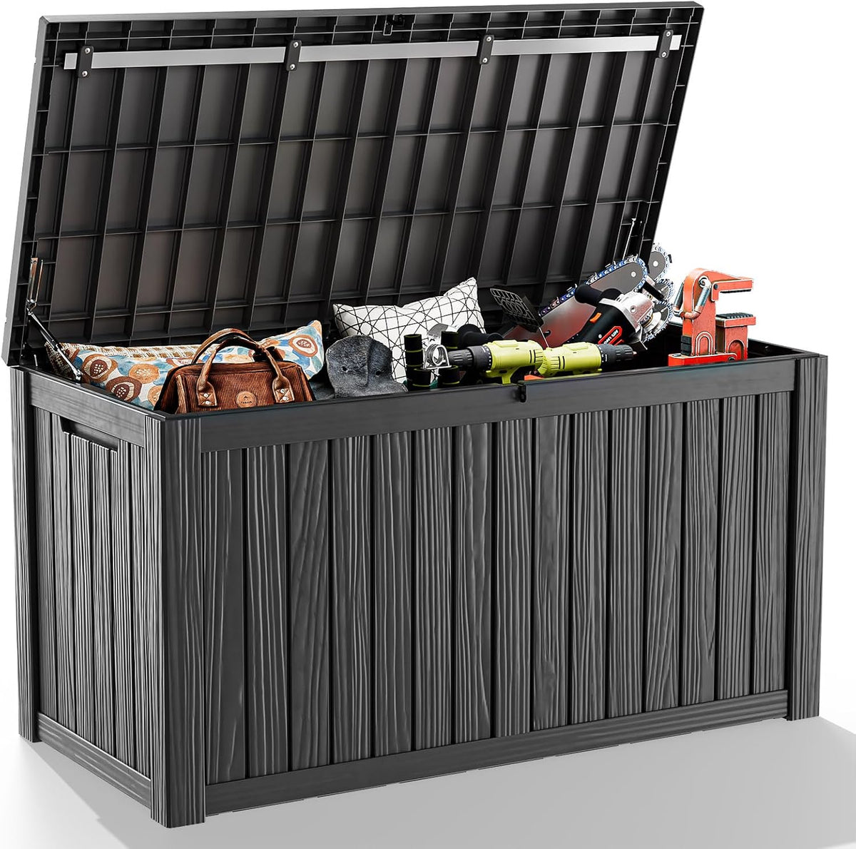 35 Gallon Outdoor Deck Box Lockable Waterproof Storage Black
