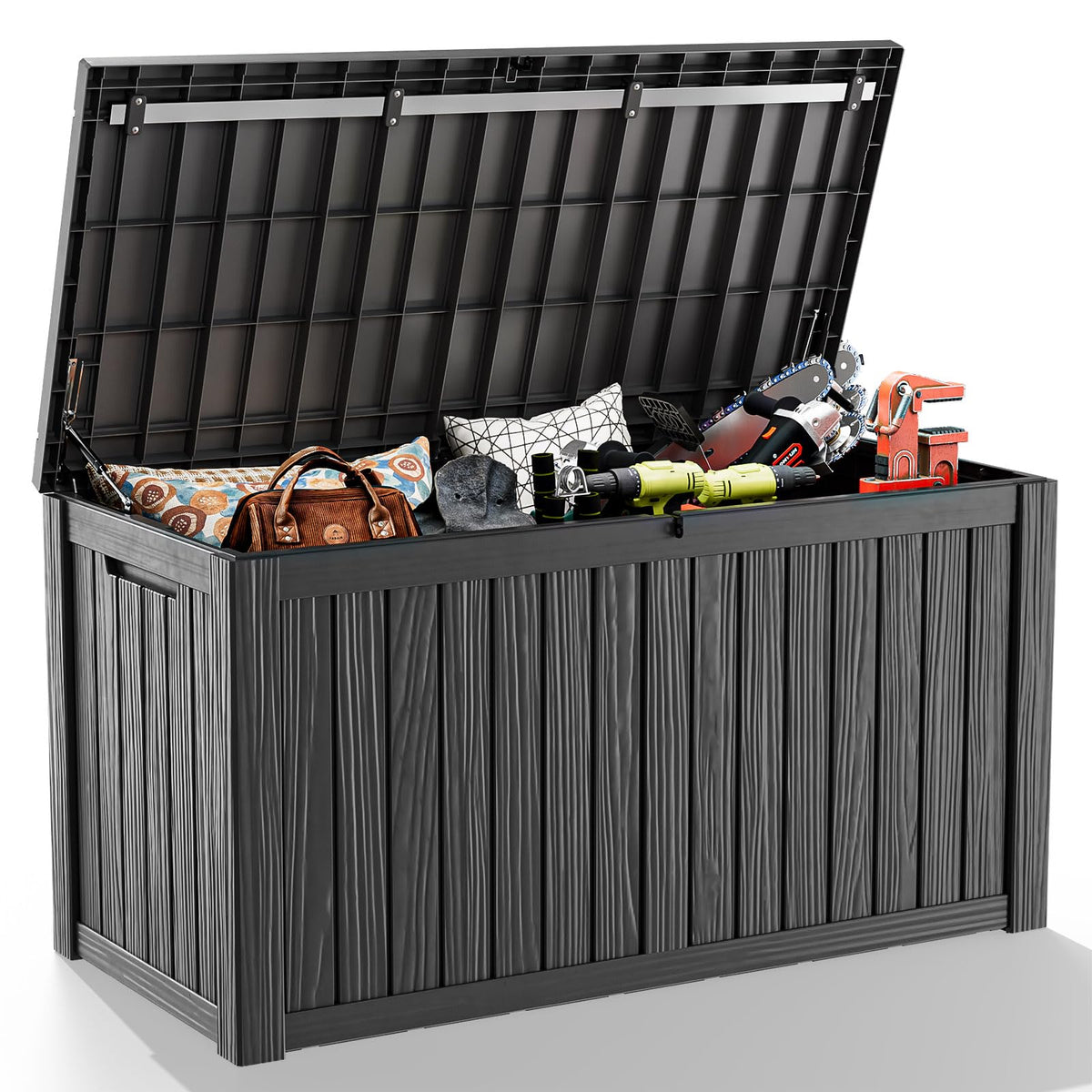DRATO 135 Gallon Deck Boxes Outdoor Waterproof Storage Box with Wheels