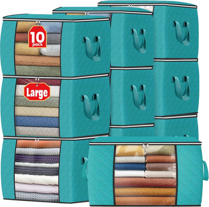 Fab totes 6 Pack Storage Bags for Clothes Blanket Storage Bins with Lids