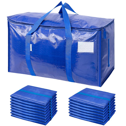TICONN 6 Pack Extra Large Moving Bags Heavy Duty with Zippers & Carrying Handles, Durable Storage Bags Moving Boxes for Closet Organizers and Storage (6 Pack, Blue)