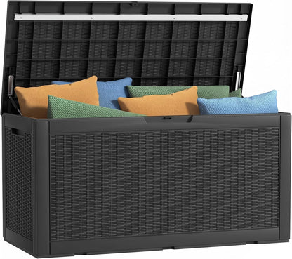 35 Gallon Outdoor Deck Box Lockable Waterproof Storage Black