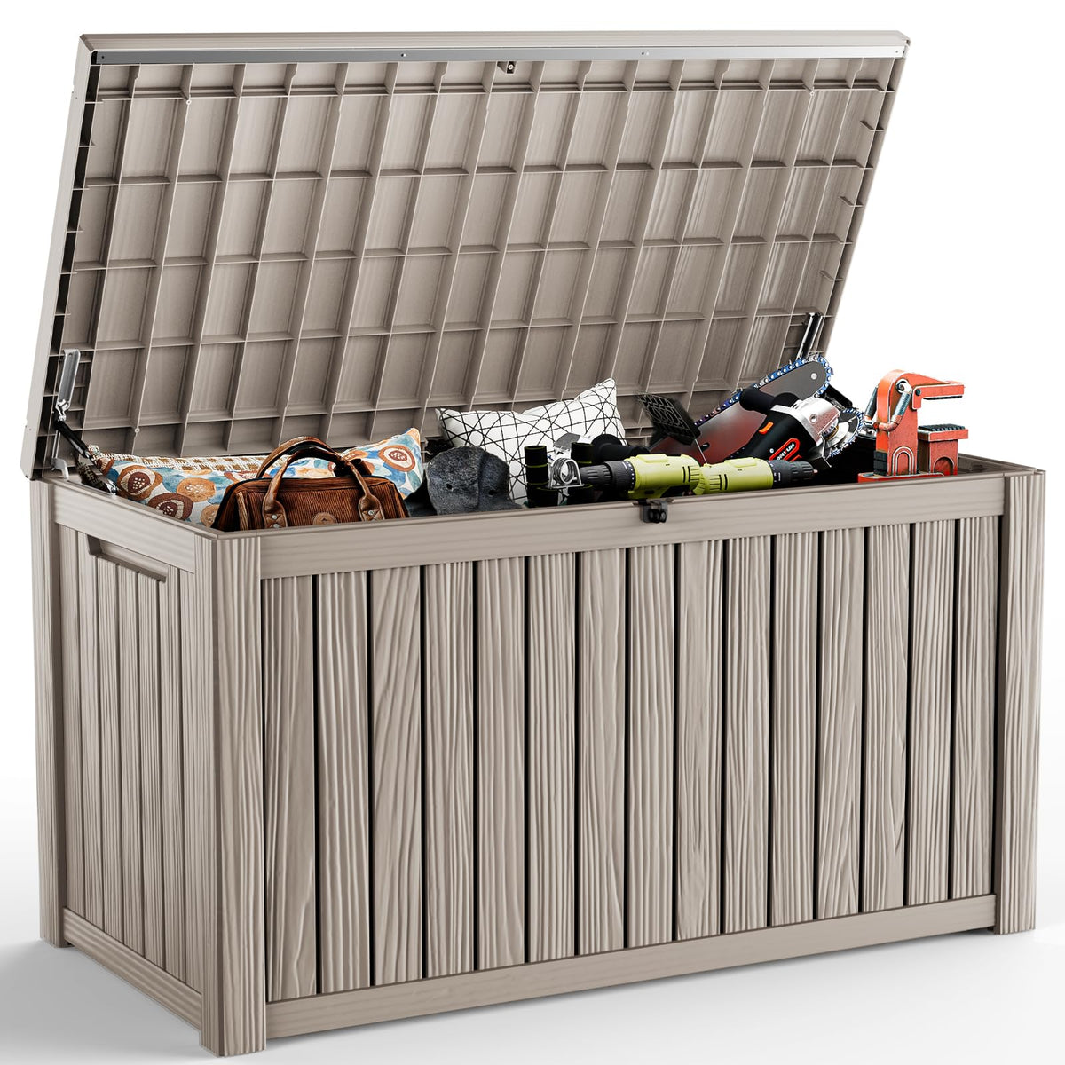 DRATO 135 Gallon Deck Boxes Outdoor Waterproof Storage Box with Wheels