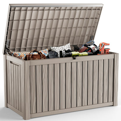 DRATO 135 Gallon Deck Boxes Outdoor Waterproof Storage Box with Wheels