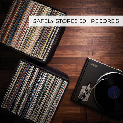 Decorative Vinyl Record Storage Box for 50+ Single Records - LP Holder