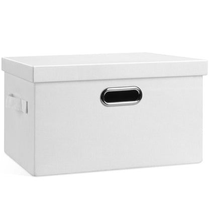 Graciadeco Large Quart Collapsible Stackable Storage Bins with Lids, 3 Packs Beige Linen Fabric Closet Boxes with Lids, Storage Cube Baskets Container Organizers for Bedroom Office(16.6 x 11.7 x 10.8)