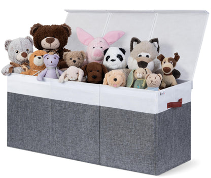 SoftOwl Extra Large Toy Storage Organizer with Lid - Sturdy, Collapsible Toy Chest Storage Box Design - Toys Bin with Dividers for Kids, Nursery, Bedroom, Playroom 37"x16"x14"