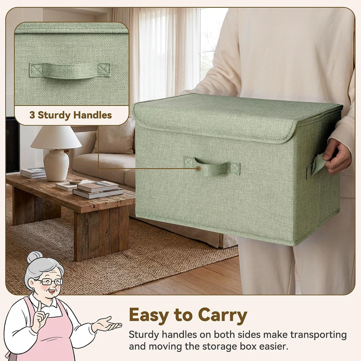 GRANNY SAYS Memory Keepsake Storage Box, Fabric Storage Bins with Lids