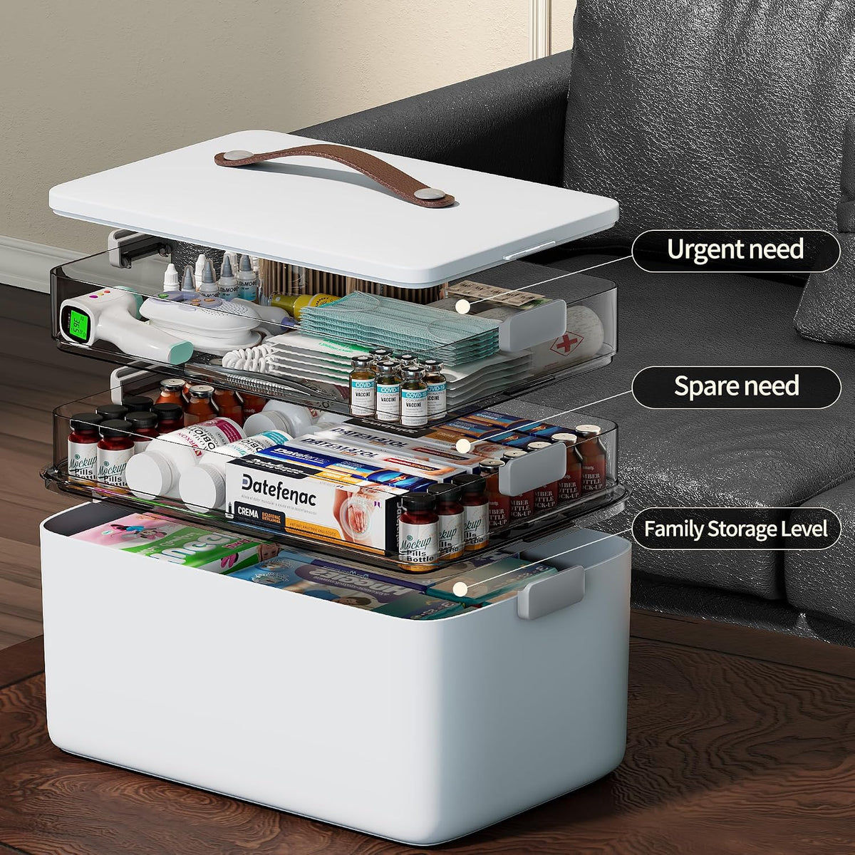 CTIME 3-Tier Medicine Organizer - Portable Medicine Cabinet with Handle